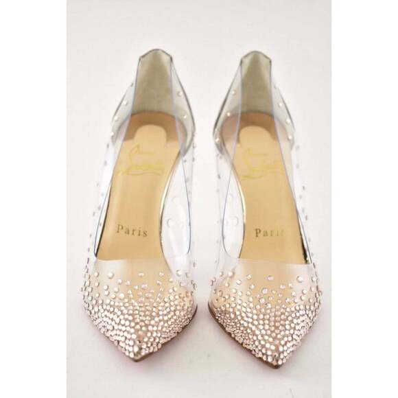 Christian Louboutin Degrastrass PVC 100 Pink Courtisane Glitter Heel Pump 35.5 - Picture 5 of 12